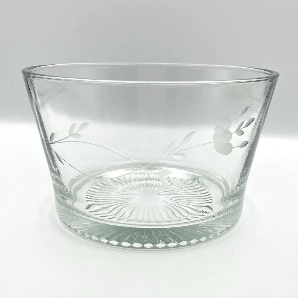 Vintage 1960s‎ Princess House Heritage Floral Clear Glass Bowl Ice Bucket 7